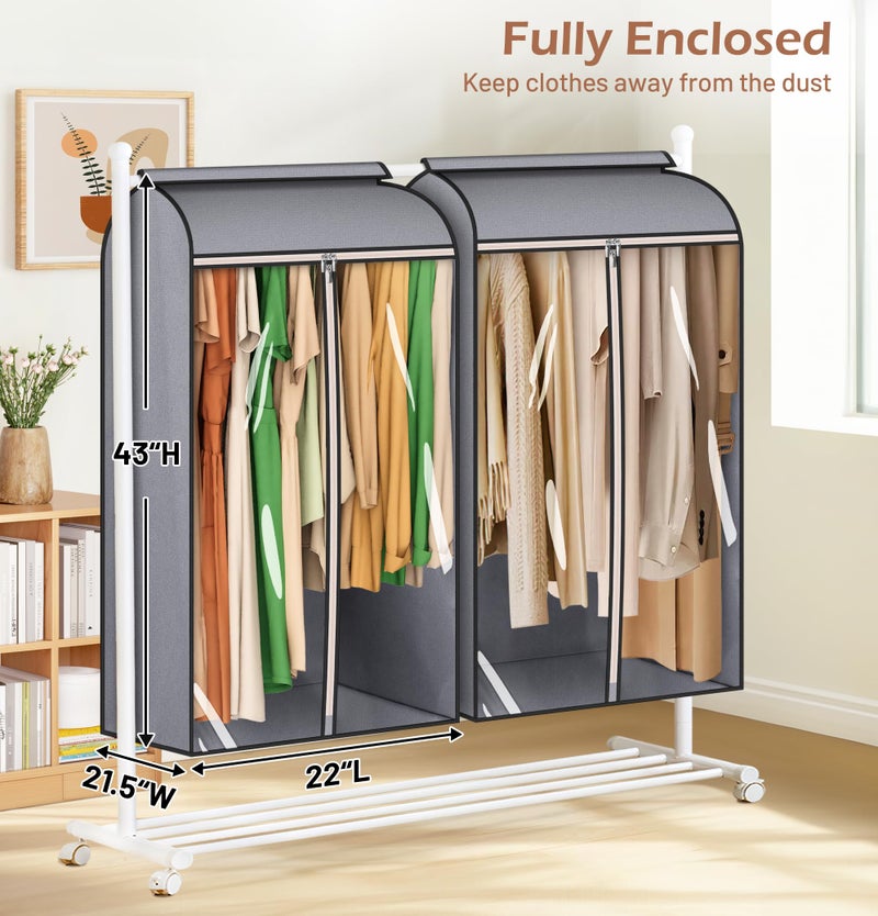 MISSLO 43" Hanging Garment Bags for Hanging Clothes Fully Enclosed Coat Bags for Closet Storage Clothes Cover with Large Clear Window and 3 Zippers (Rack not included), 2 Packs - Image 2